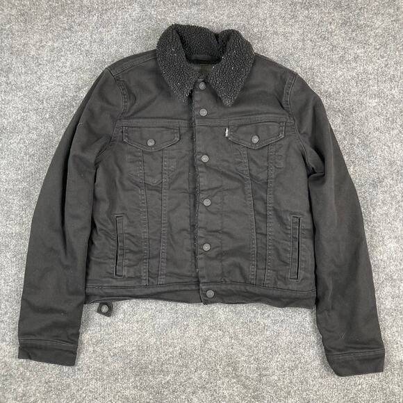 Levi's Jackets & Blazers - Levi’s Sherpa Lined Trucker Jacket Womens Size M Black Denim Winter Casual